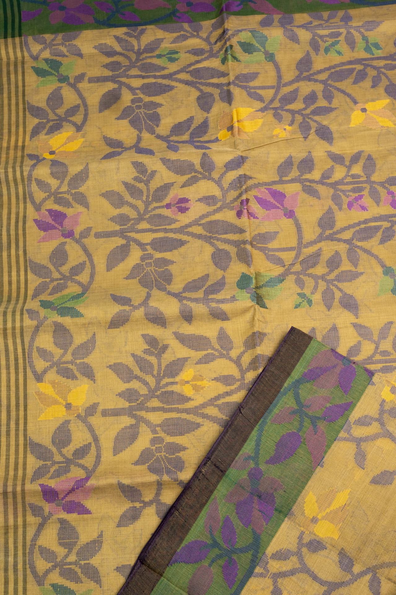 Jamdani Handloom Cotton Saree | VKSH0149J - Image 2