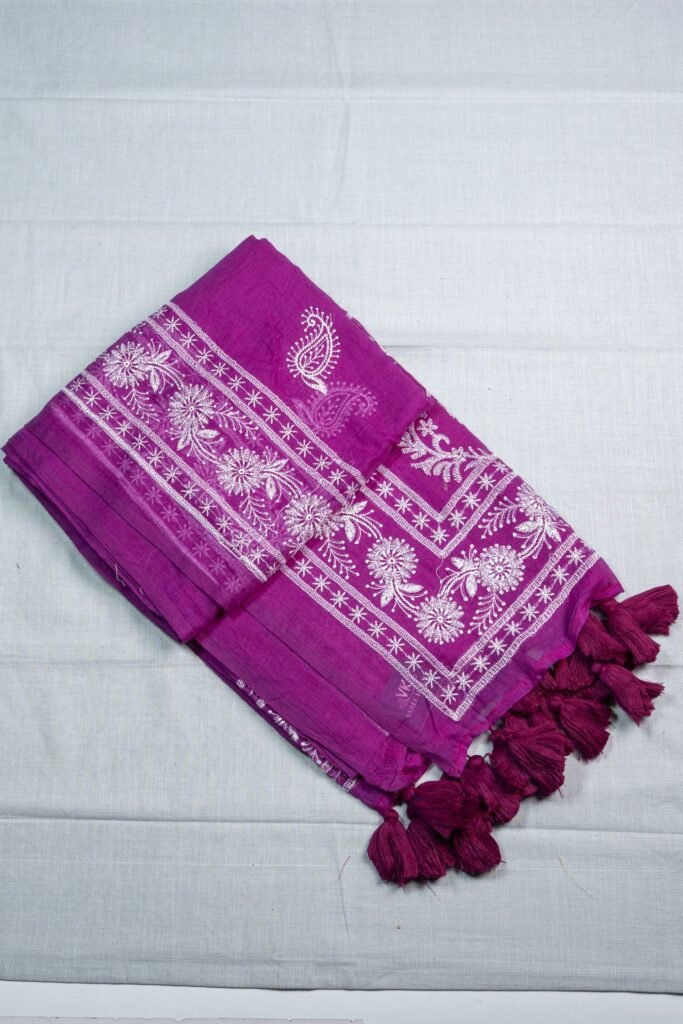 Chikan kari Mul Cotton Saree | VKSH0391C