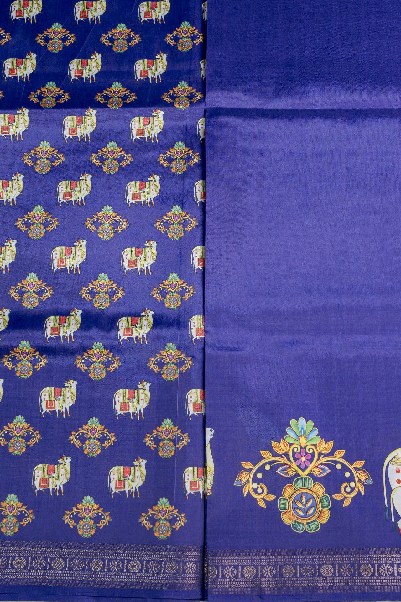 Fancy Saree with Digital Tanjore Print | VKSH336A - Image 3