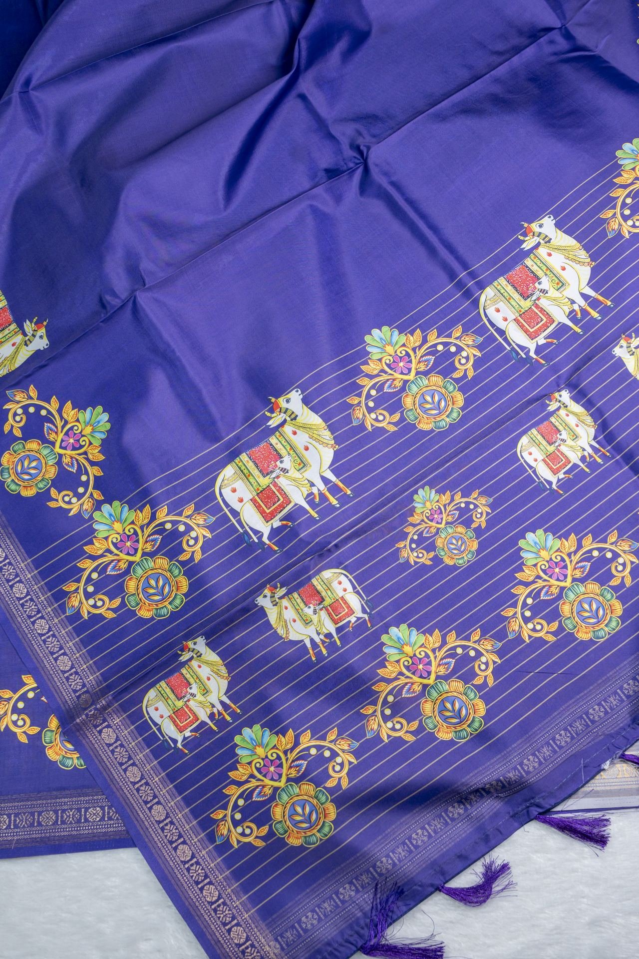 Fancy Saree with Digital Tanjore Print | VKSH336A - Image 2