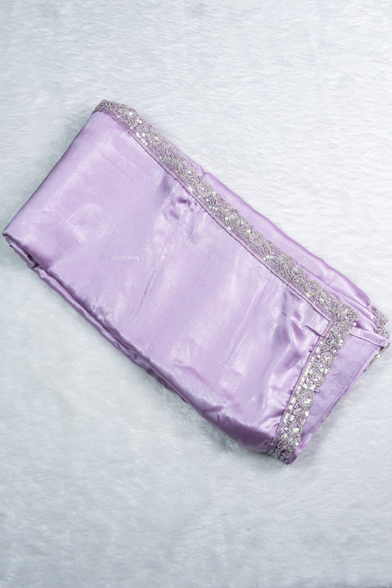 Designer Silver Chiffon Shimmer Party Wear Saree | VKSH0339A