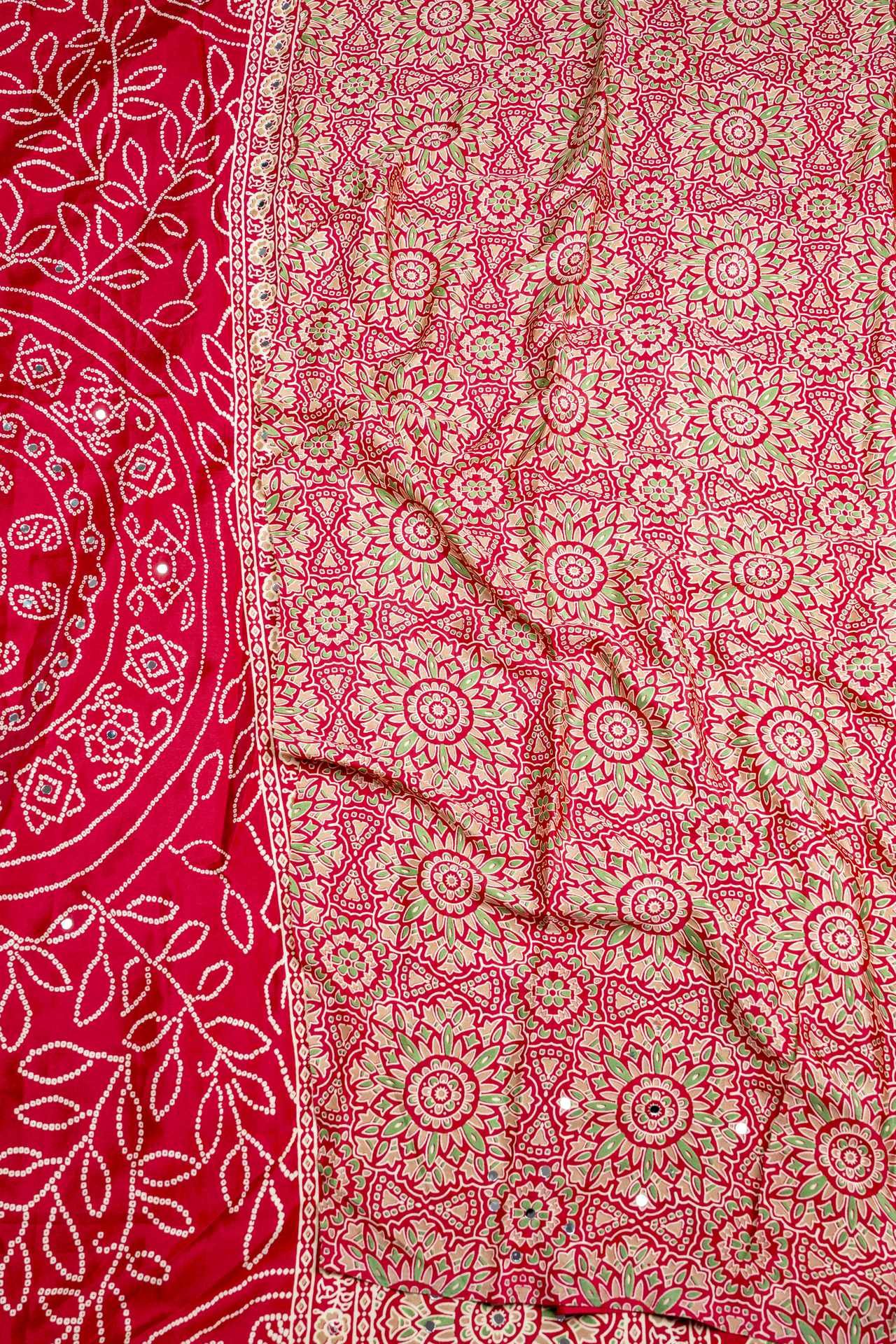 Ajrak Modal Silk Bandini Print Saree | VKSH0463f - Image 3