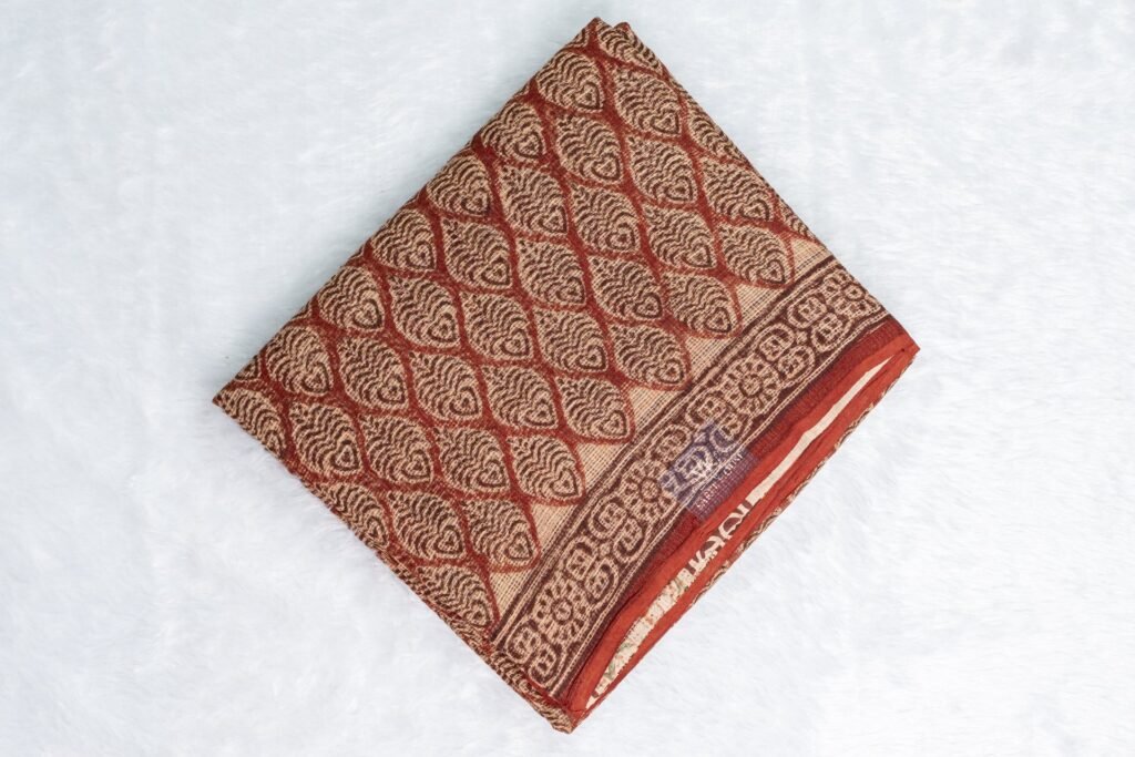 Kota Doria Hand Block Print Saree | VKSH0468d