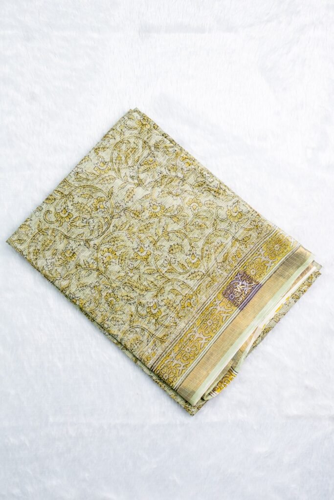 Kota Doria Hand Block Print Saree | VKSH0310d