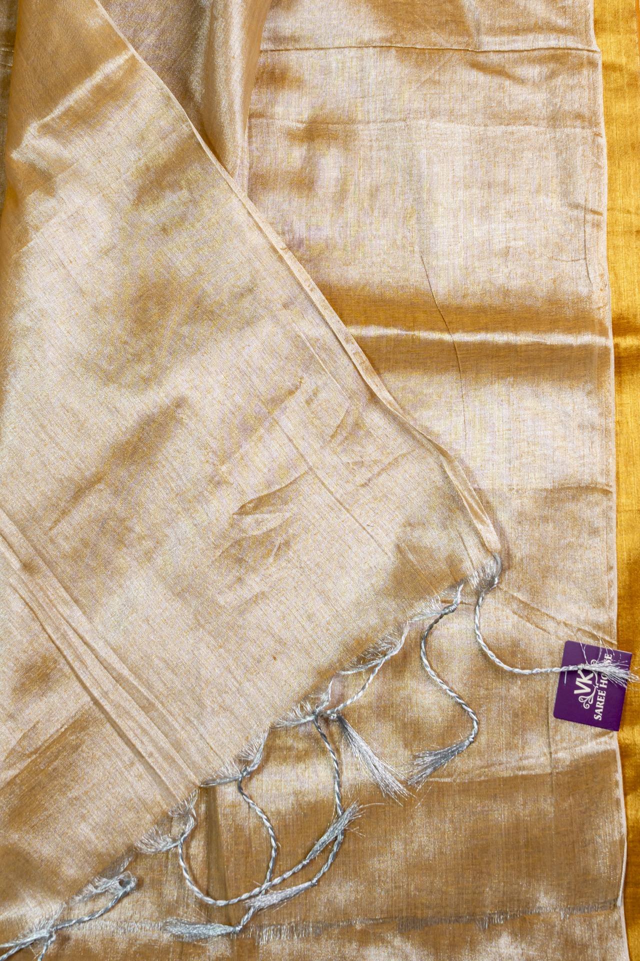 Linen Tissue Saree | VKSH0238B - Image 3