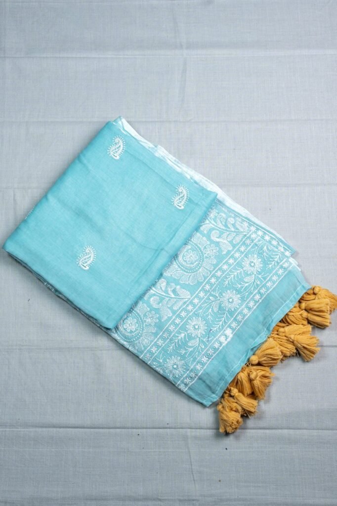 Chikan kari Mul Cotton Saree | VKSH0391b