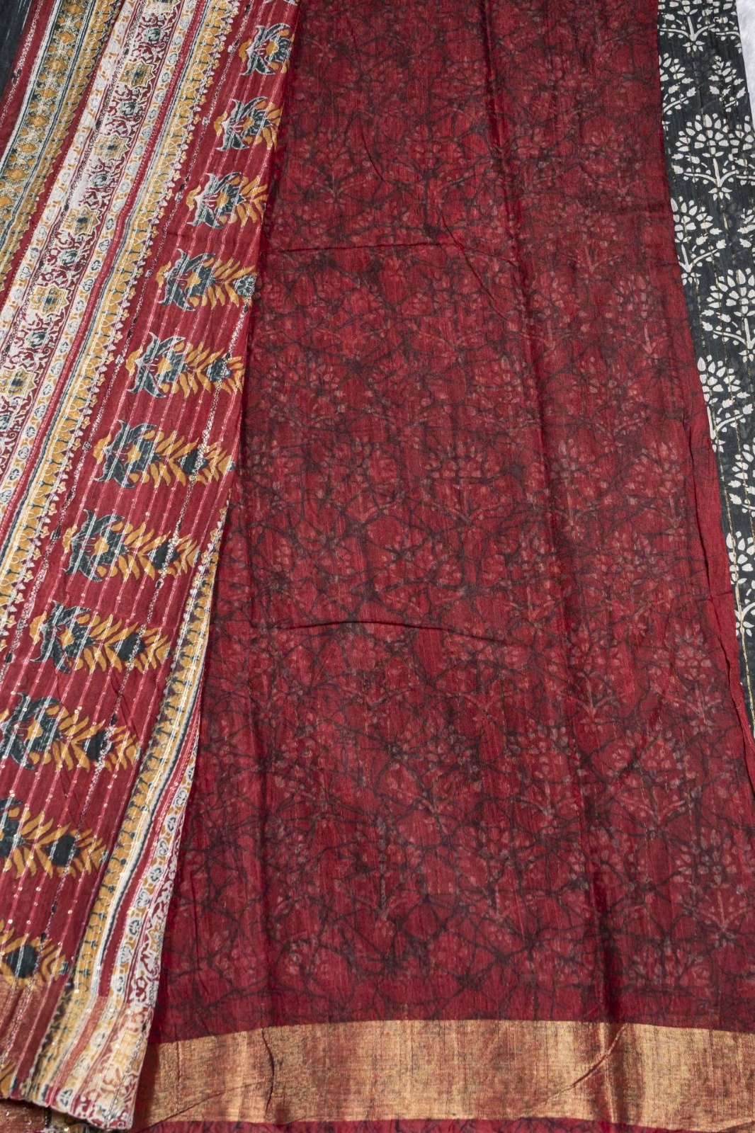 Semi Chanderi Saree | VKSH0229c - Image 3