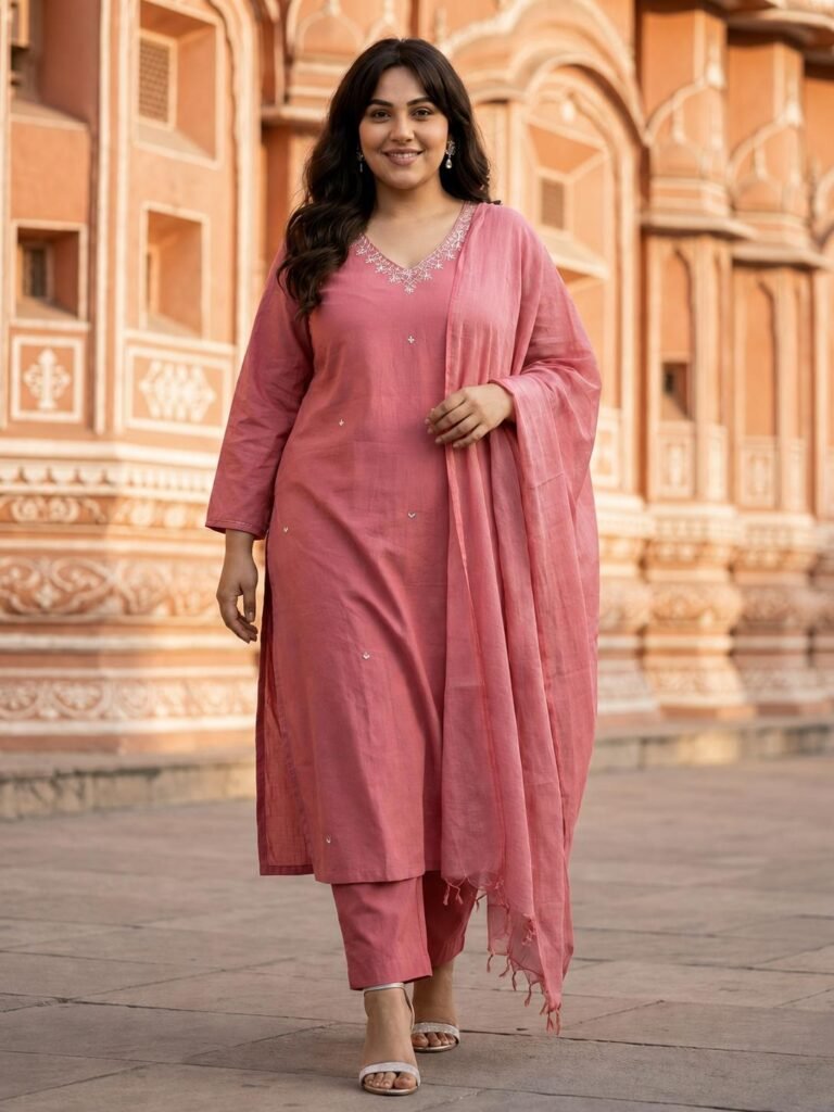 Cotton 3 Piece Readymade Kurta Set | VKSH0414