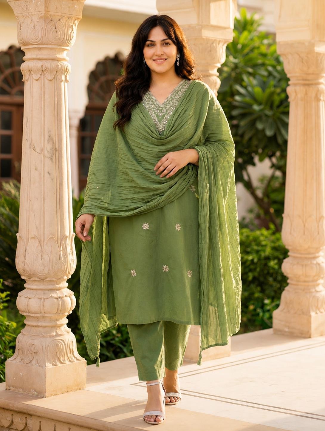 Cotton 3 Piece Readymade Kurta Set | VKSH0421