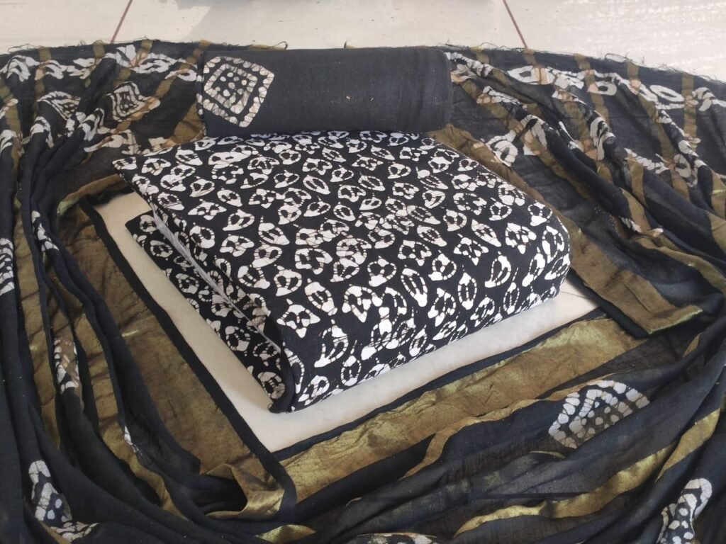 Hand Block Wax Batik Dress Material | VKSHO325D