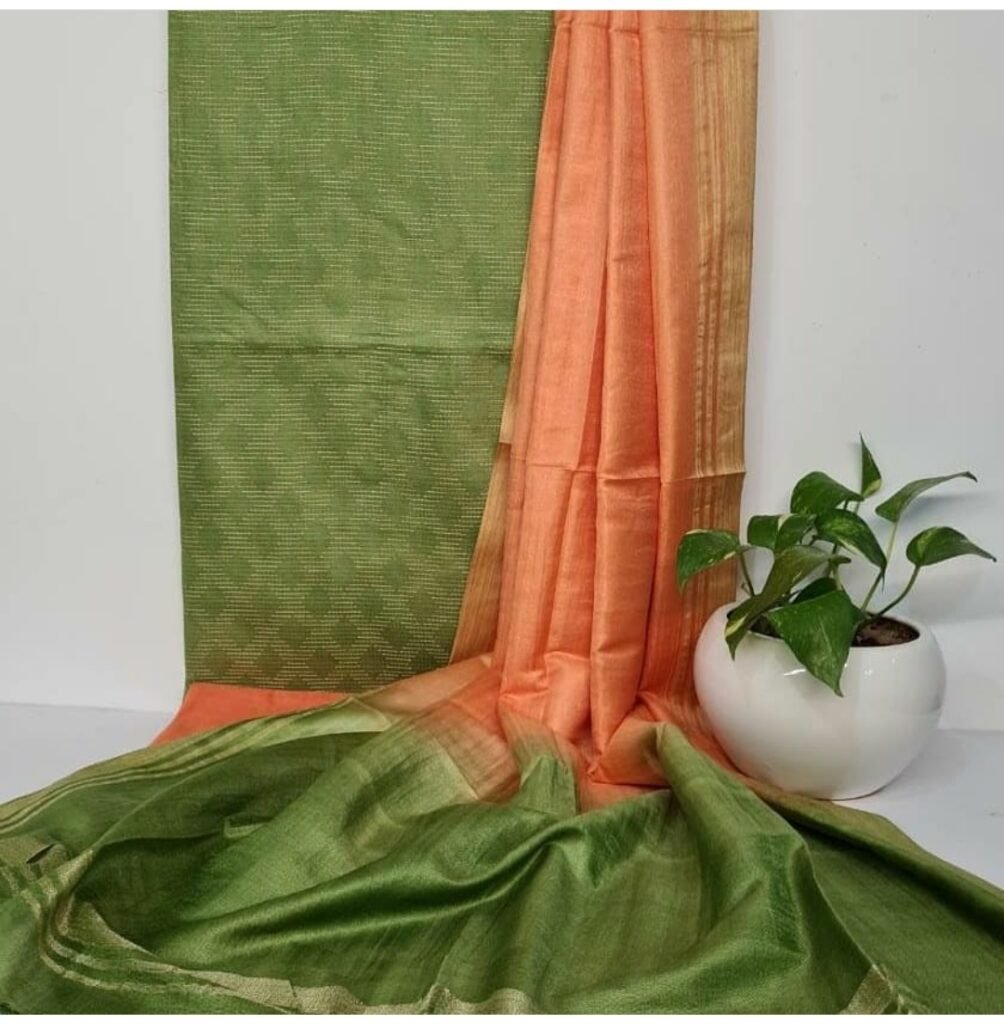 Katan Silk Unstitched Dress Material | VKSH0424B