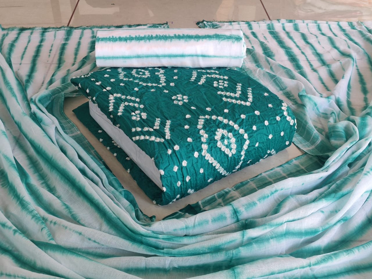 Hand Block Wax Batik Dress Material | VKSHO303H