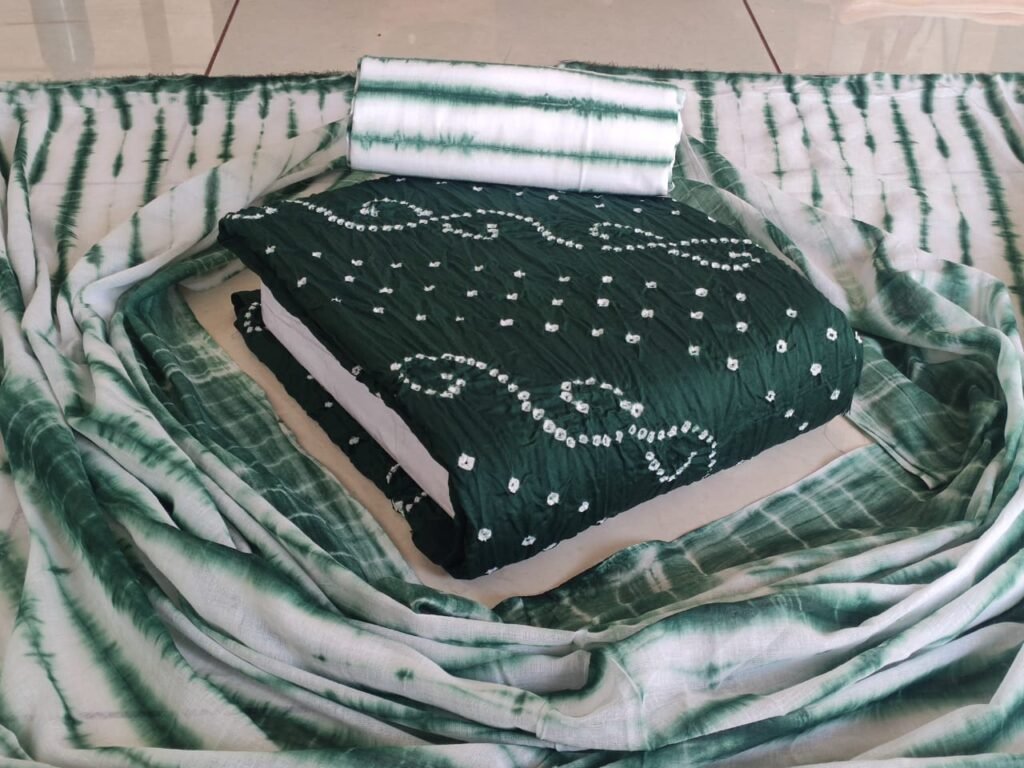 Hand Block Wax Batik Dress Material | VKSHO303I