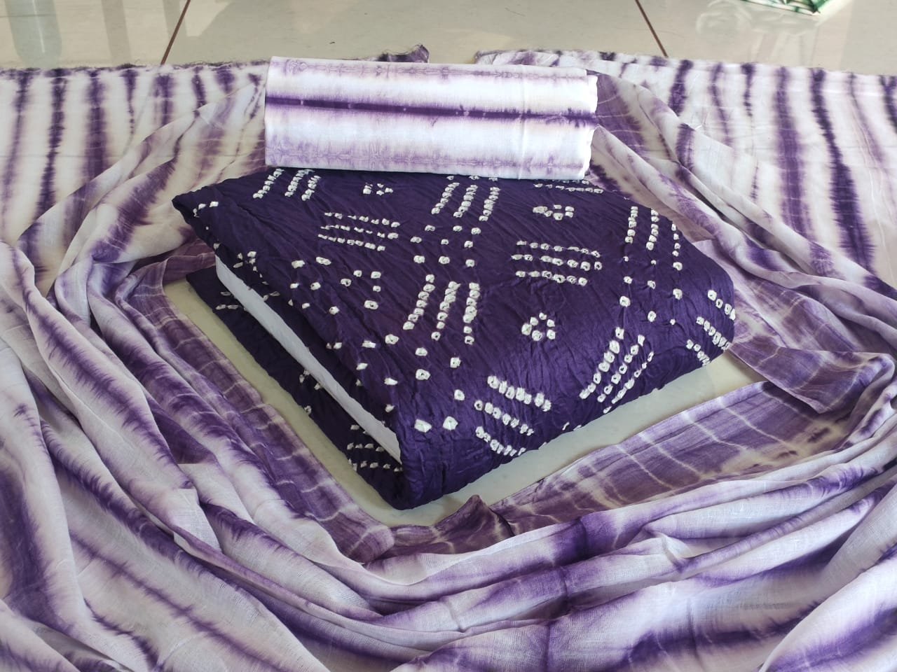 Hand Block Wax Batik Dress Material | VKSHO303J