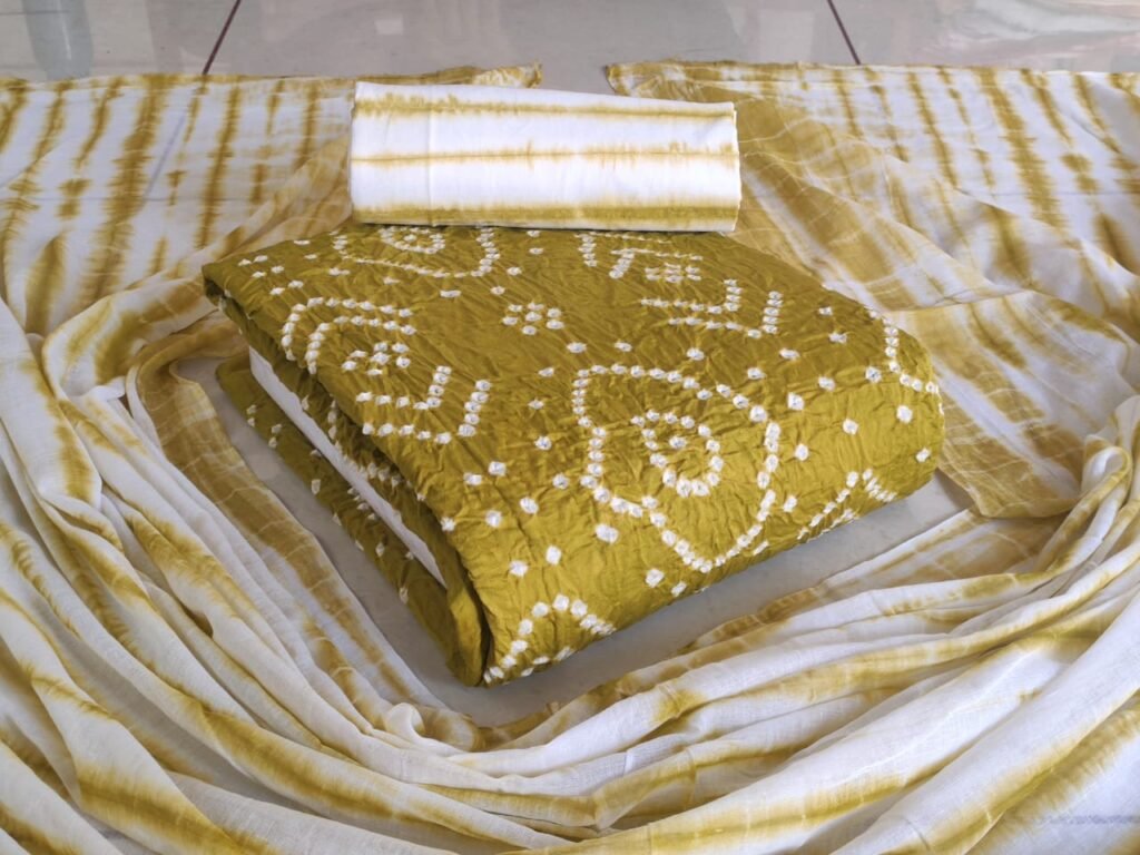 Hand Block Wax Batik Dress Material | VKSHO303G