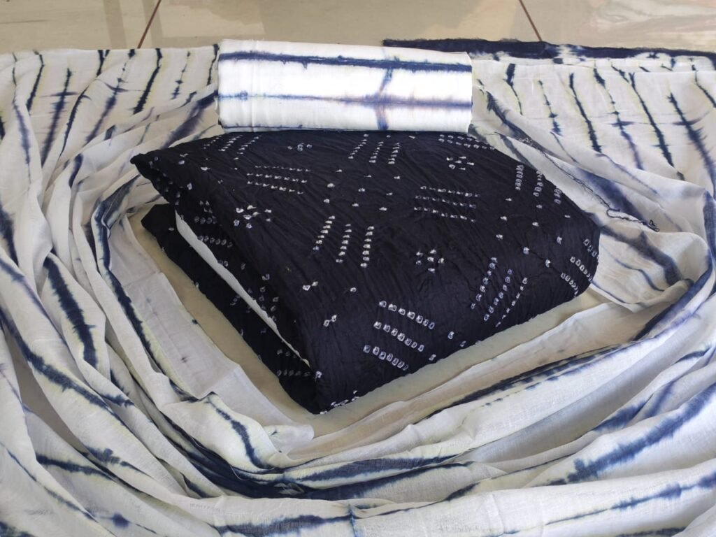 Hand Block Wax Batik Dress Material | VKSHO303C