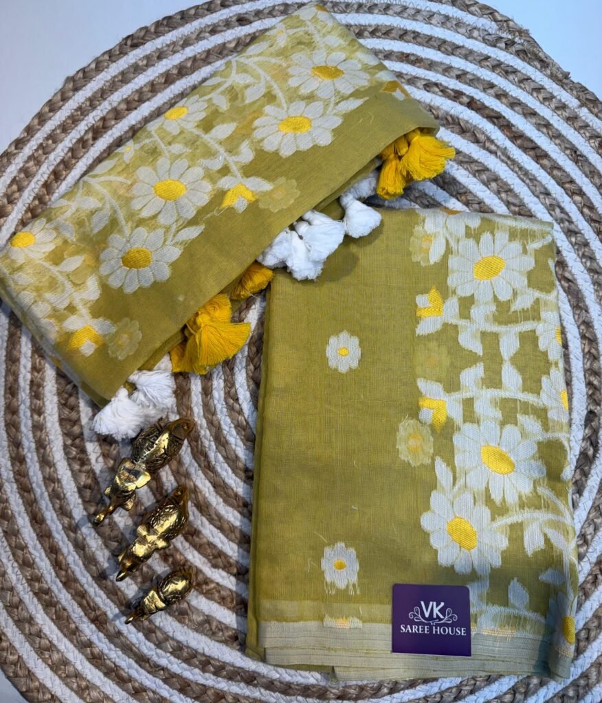 Jamdani Cotton Unstitched 2 Piece Dress Material ( Top + Dupatta) | VKSH0383L
