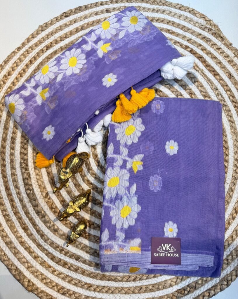 Jamdani Cotton Unstitched 2 Piece Dress Material ( Top + Dupatta) | VKSH0383D