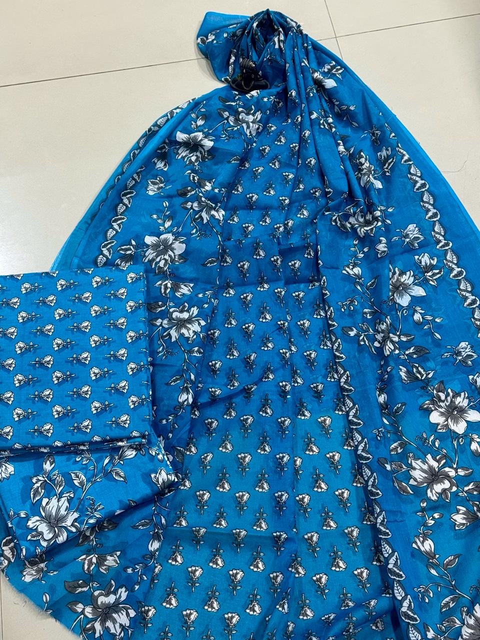 Jaipur Block Printed Pure Cotton Suit with Mulmul dupatta | VKSH0308C