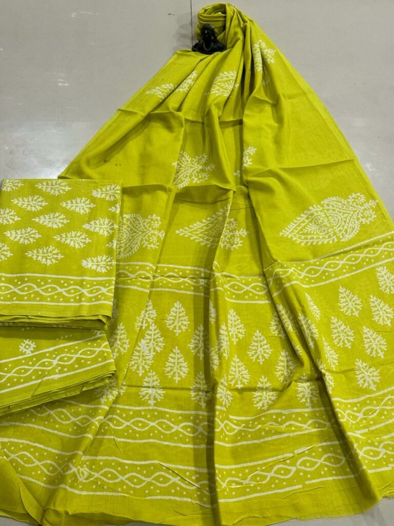 Jaipur Block Printed Pure Cotton Suit with Mulmul dupatta | VKSH0308G