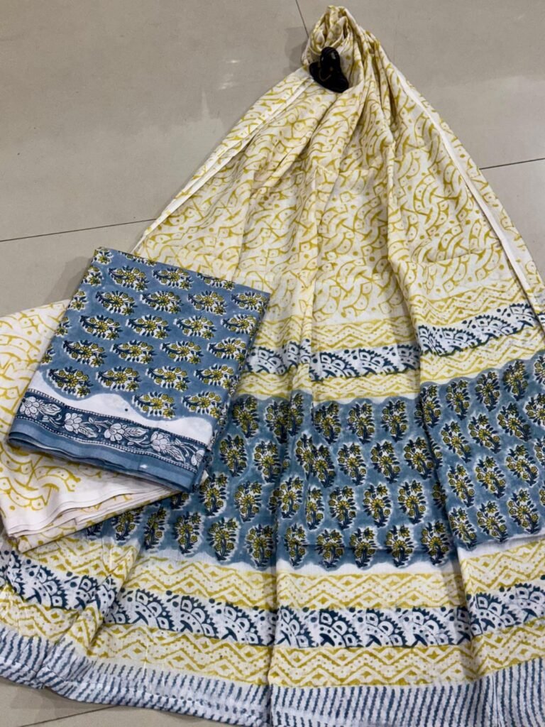 Jaipur Block Printed Pure Cotton Suit with Mulmul dupatta | VKSH0308A