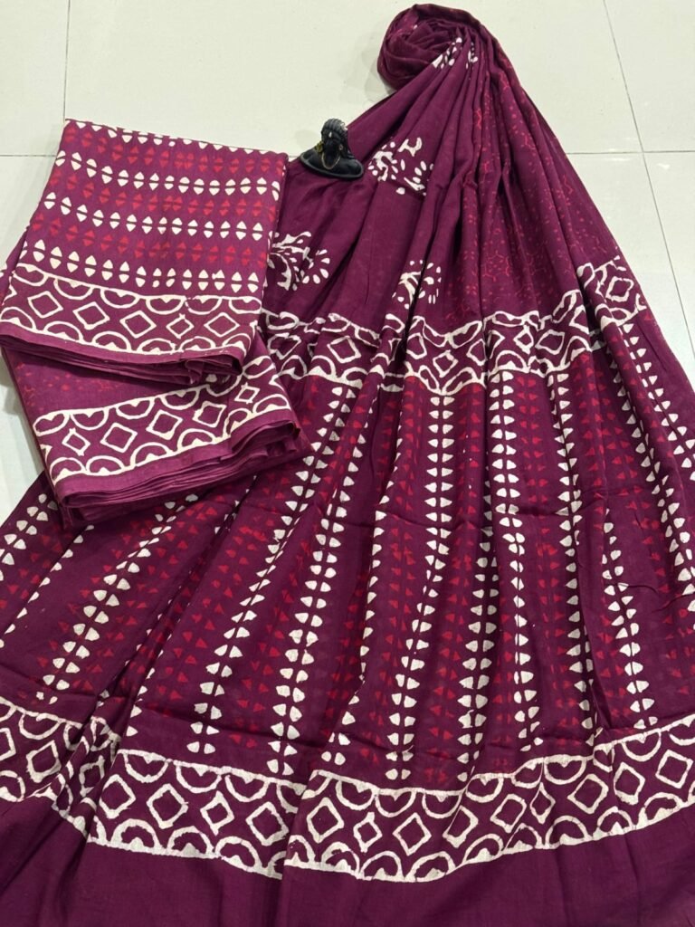 Jaipur Block Printed Pure Cotton Suit with Mulmul dupatta | VKSH0308D