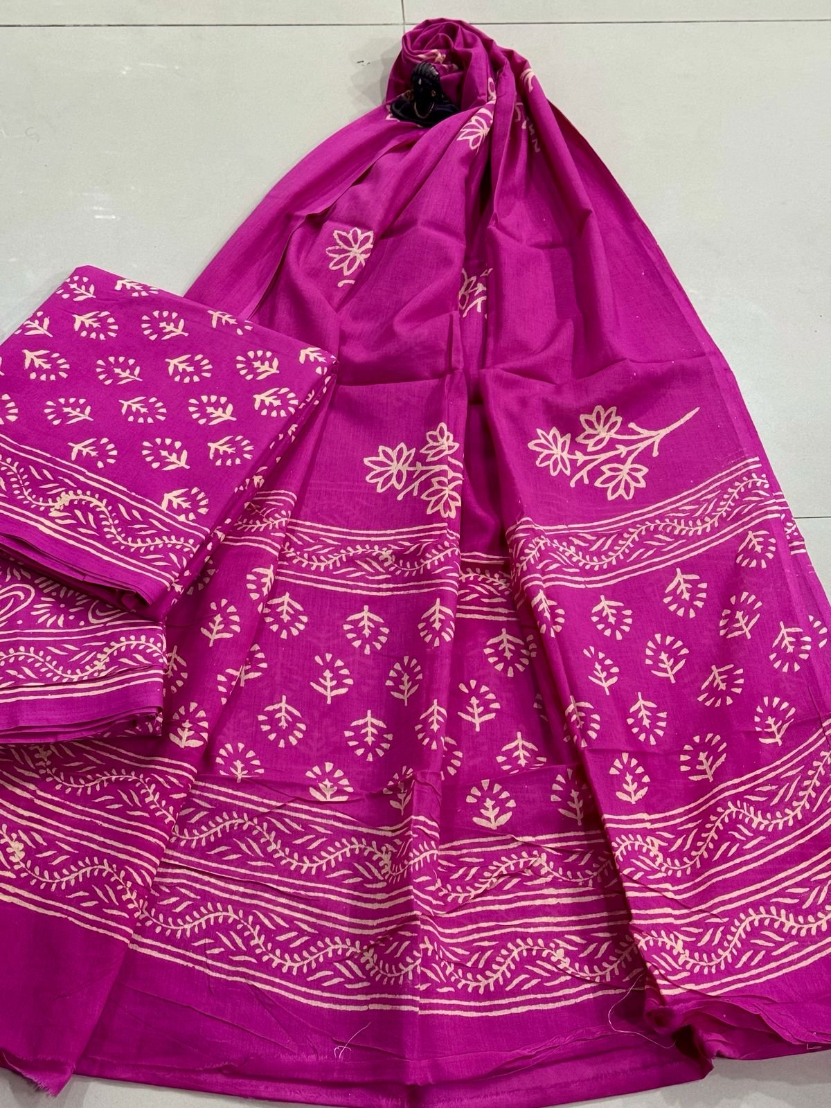 Jaipur Block Printed Pure Cotton Suit with Mulmul dupatta | VKSH0308i