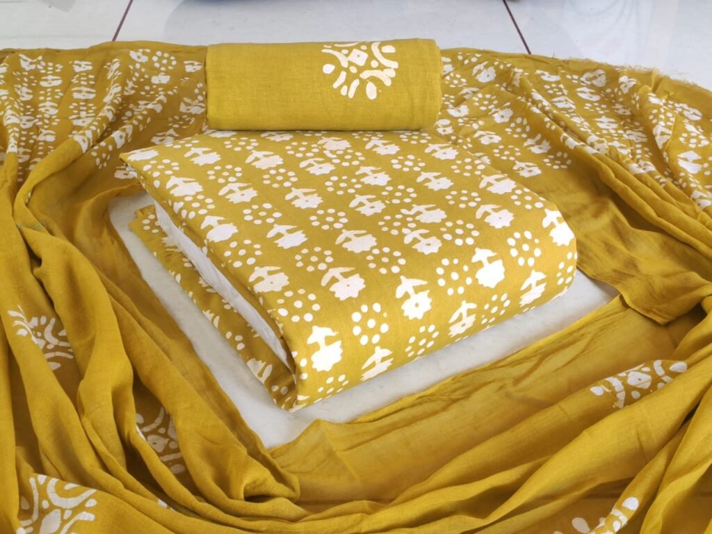 Hand Block Wax Batik Dress Material | VKSHO302a