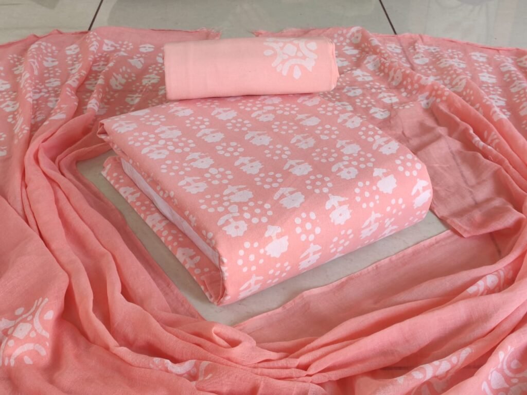 Hand Block Wax Batik Dress Material | VKSHO302D