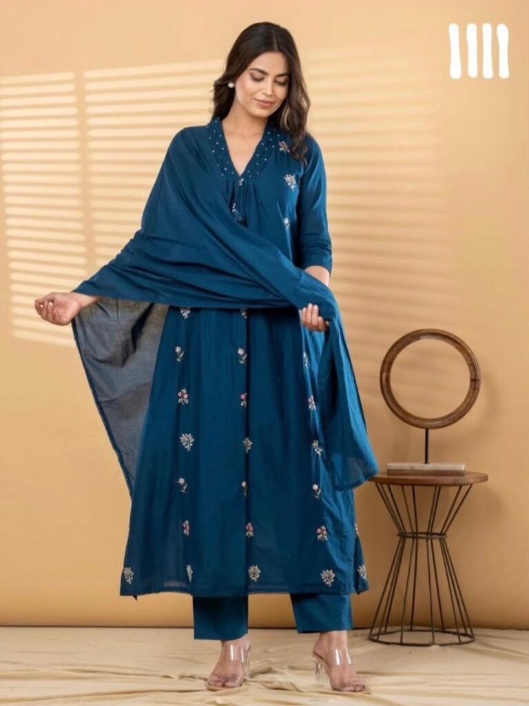 Mul Cotton 3 Piece Readymade Kurta Set | VKSH0413