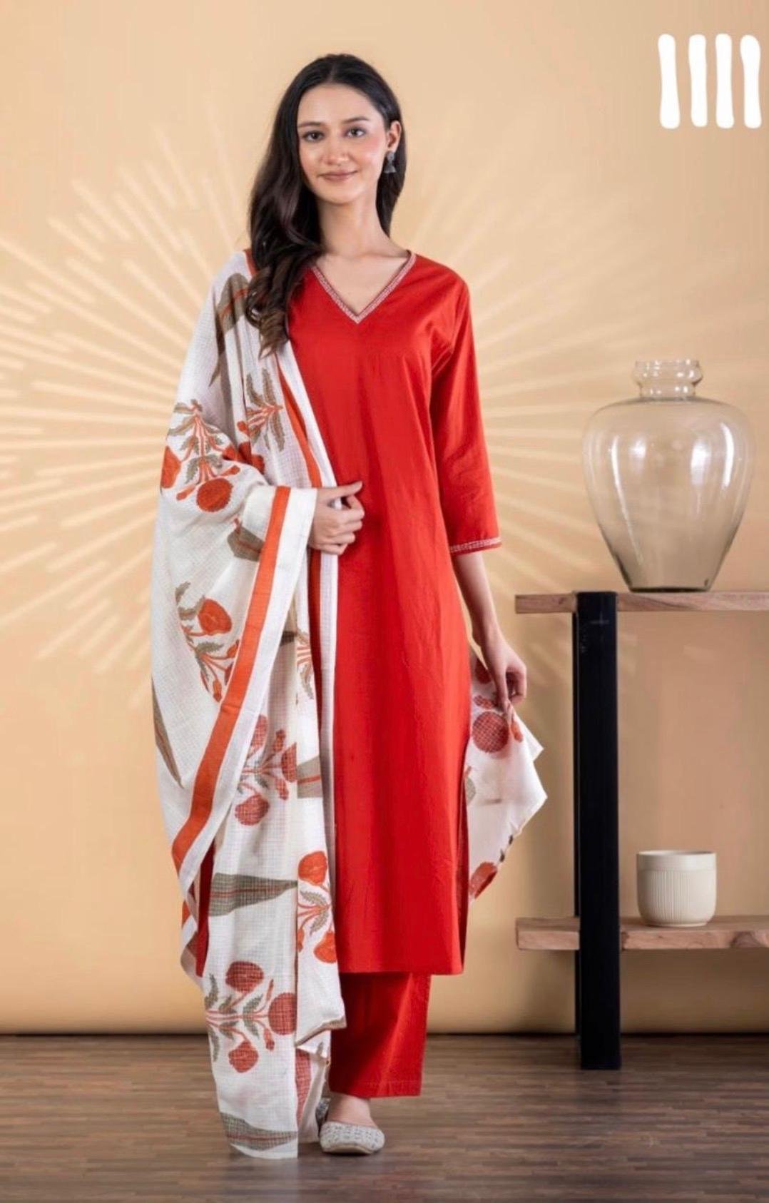 Cotton 3 Piece Readymade Kurta Set | VKSH0415