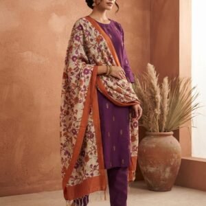 Raw Silk Top with Handcrafted Chennuri Kalamkari Silk Dupatta | VKSH0484