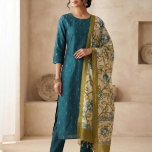 Raw Silk Top with Handcrafted Chennuri Kalamkari Silk Dupatta | VKSH0485