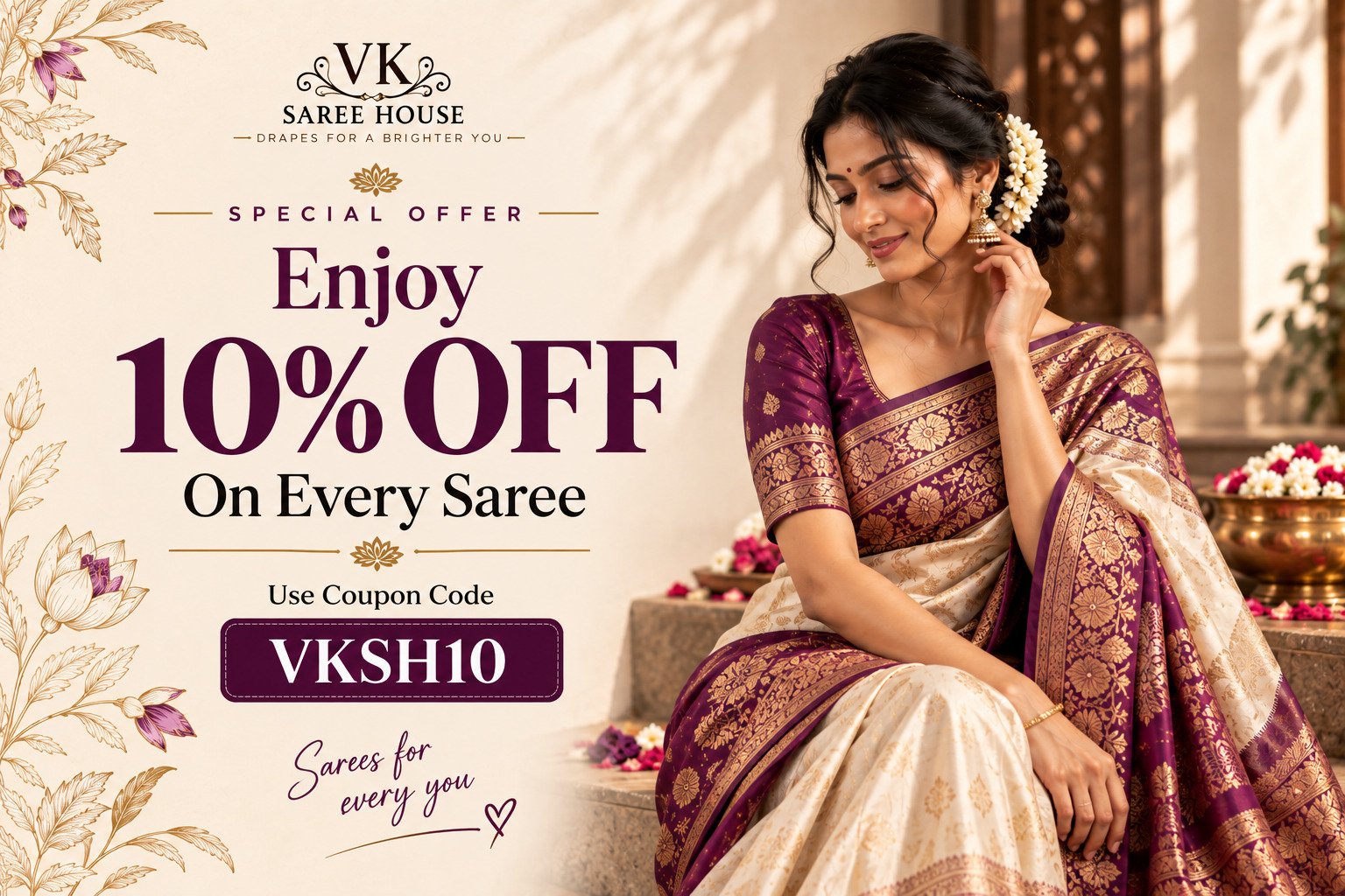 Special Offer - Enjoy 10% OFF on Every Saree