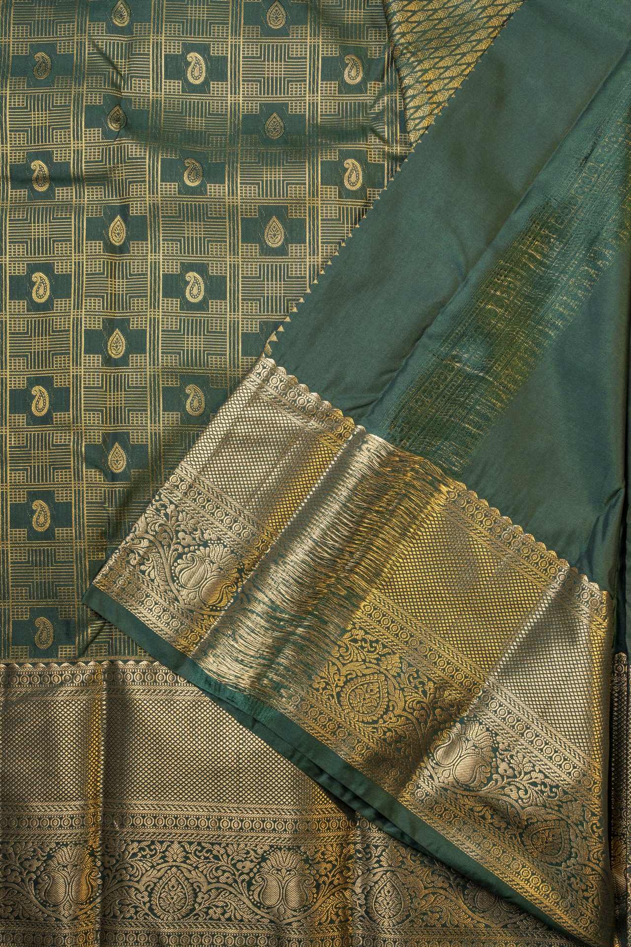 Semi Kanchipuram Silk Saree | VKSH0454 - Image 3