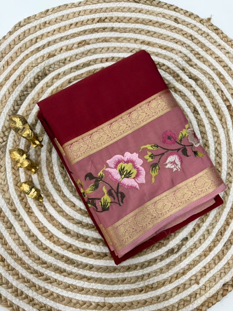 Premium Mysore Silk Saree with embroidery work | VKSH0477i