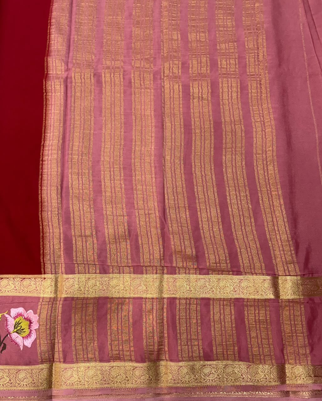 Premium Mysore Silk Saree with embroidery work | VKSH0477i - Image 2