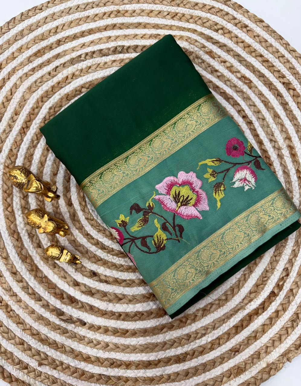Premium Mysore Silk Saree with embroidery work | VKSH0477a