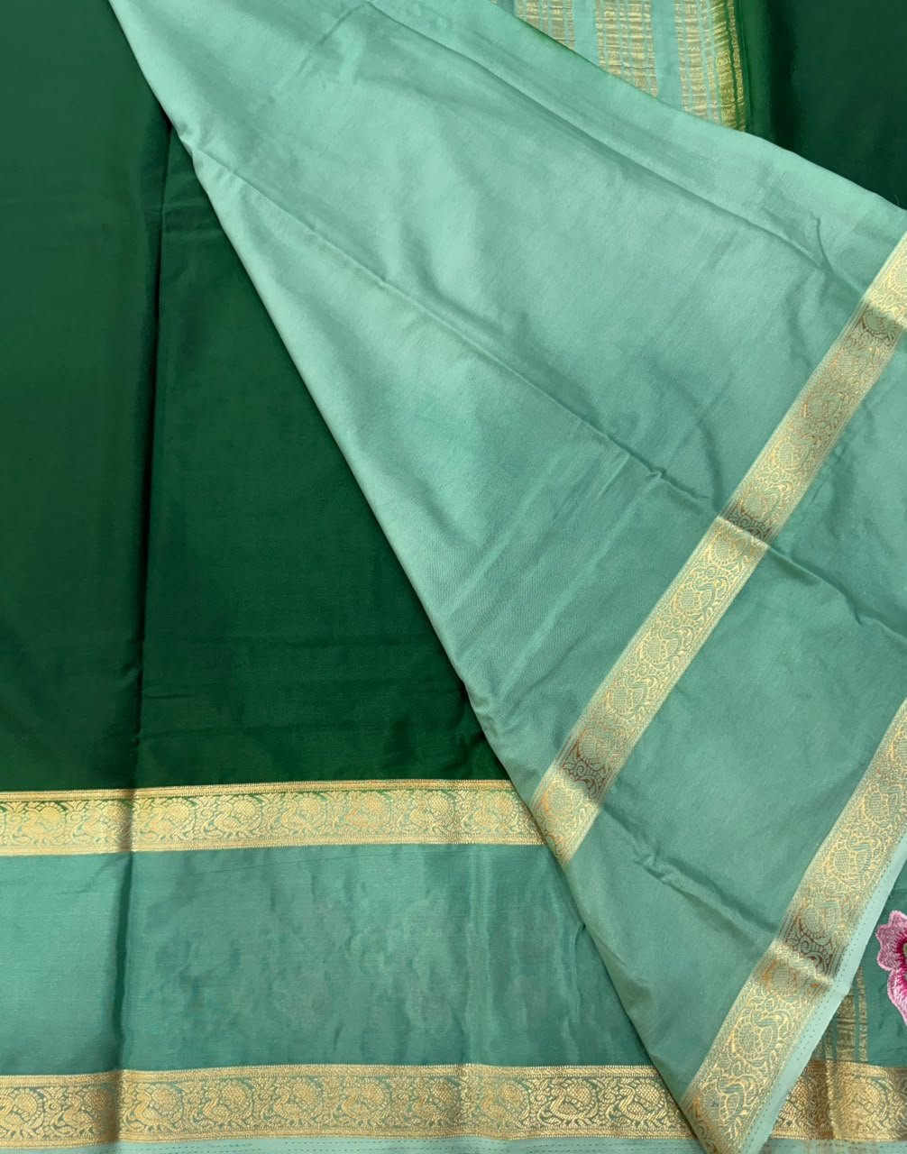 Premium Mysore Silk Saree with embroidery work | VKSH0477a - Image 3