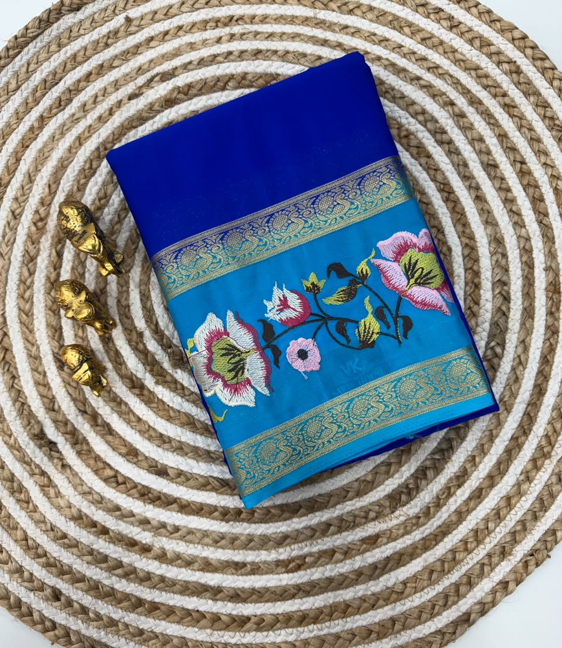 Premium Mysore Silk Saree with embroidery work | VKSH0477j