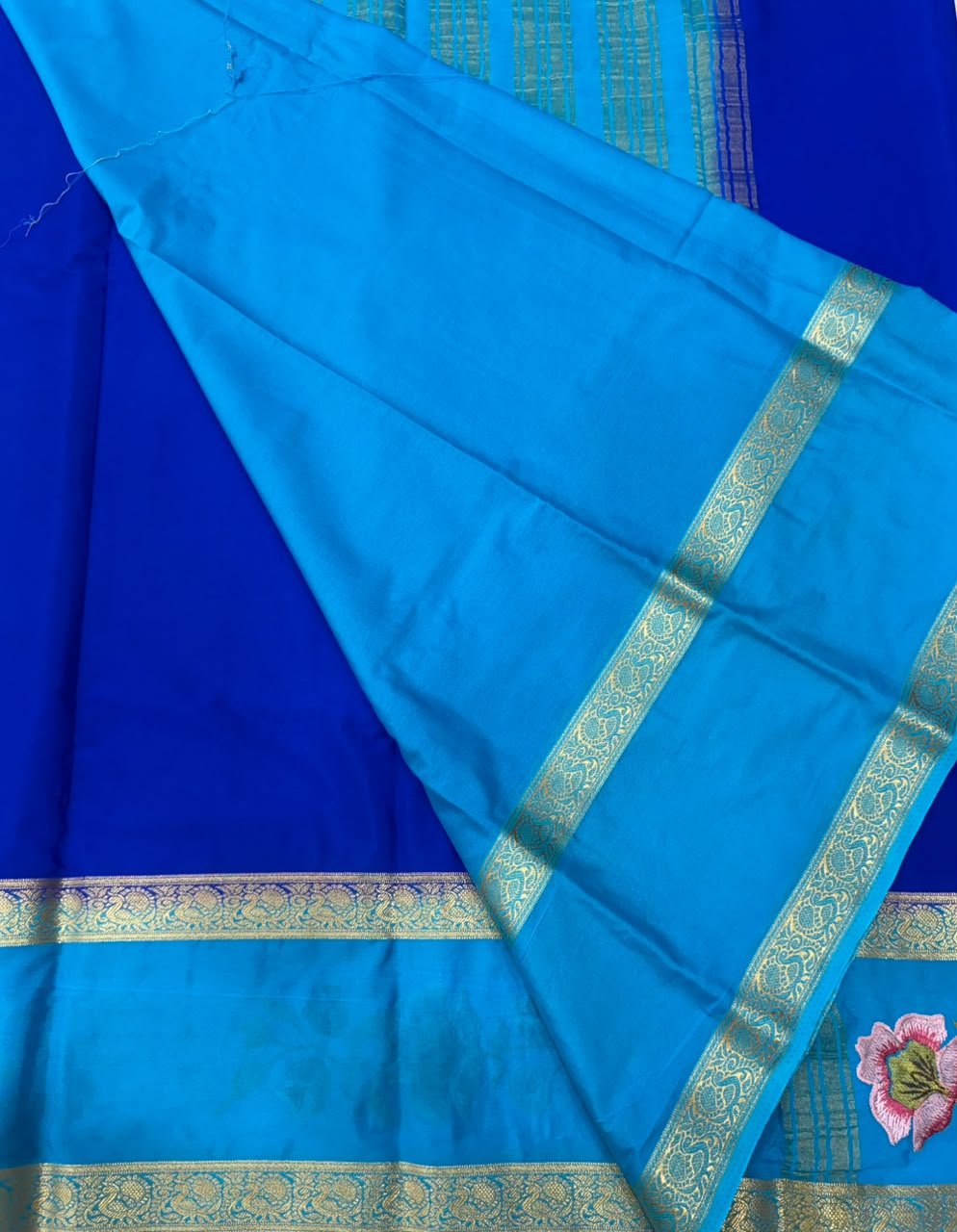 Premium Mysore Silk Saree with embroidery work | VKSH0477j - Image 3