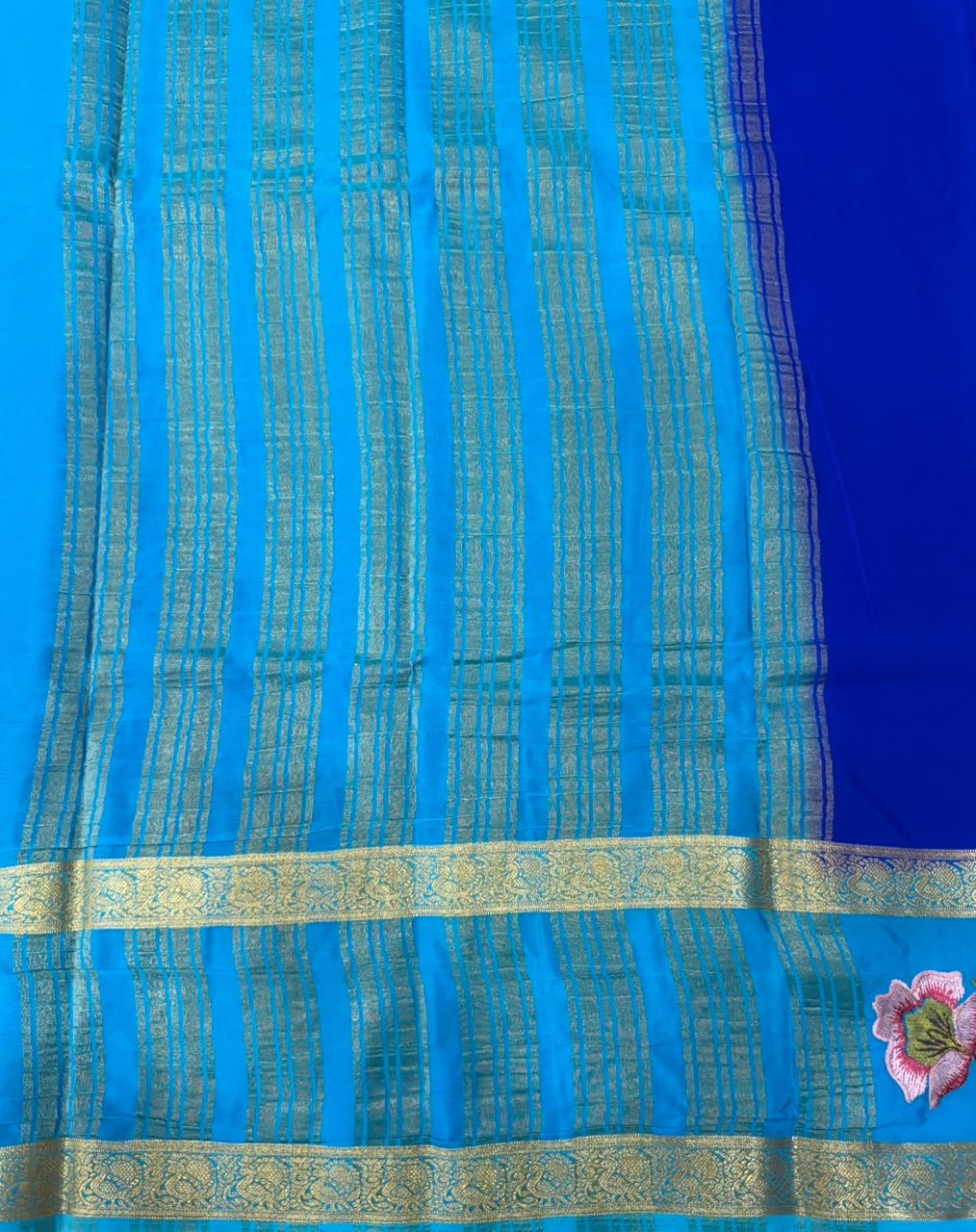 Premium Mysore Silk Saree with embroidery work | VKSH0477j - Image 2