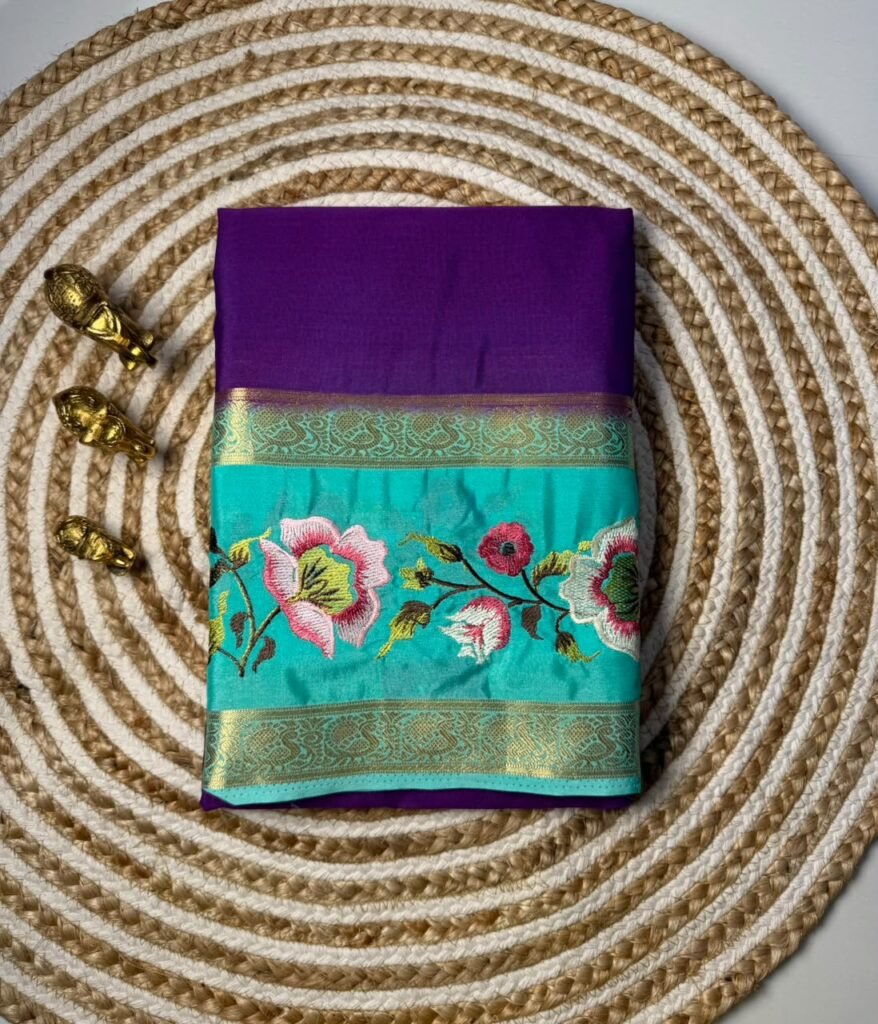 Premium Mysore Silk Saree with embroidery work | VKSH0477h
