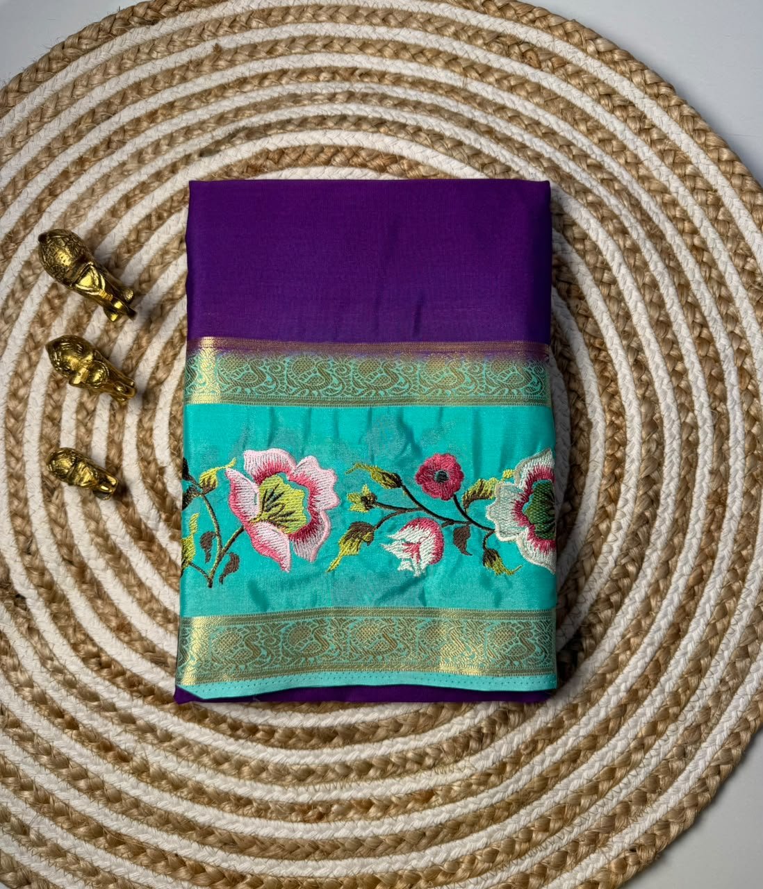 Premium Mysore Silk Saree with embroidery work | VKSH0477h