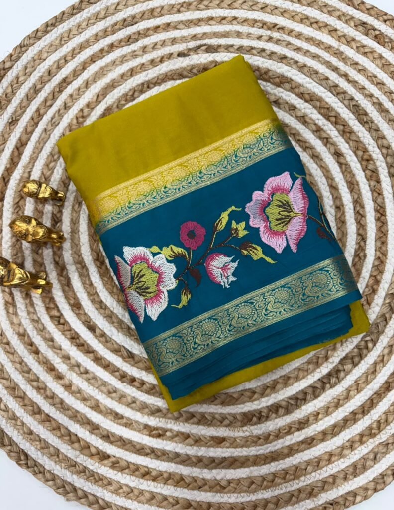 Premium Mysore Silk Saree with embroidery work | VKSH0477d