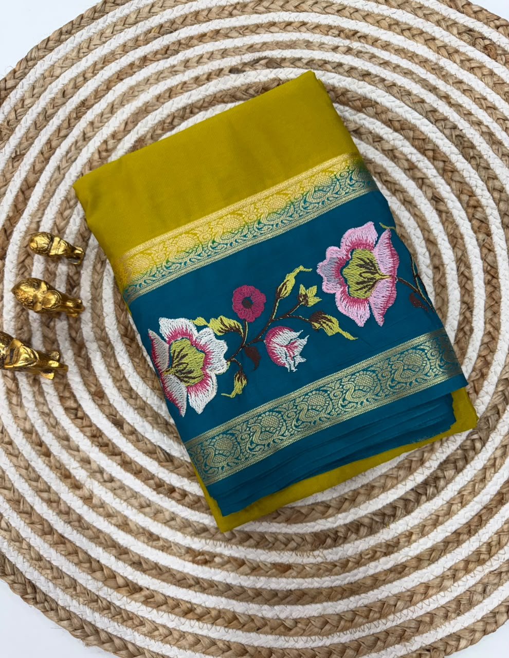 Premium Mysore Silk Saree with embroidery work | VKSH0477d