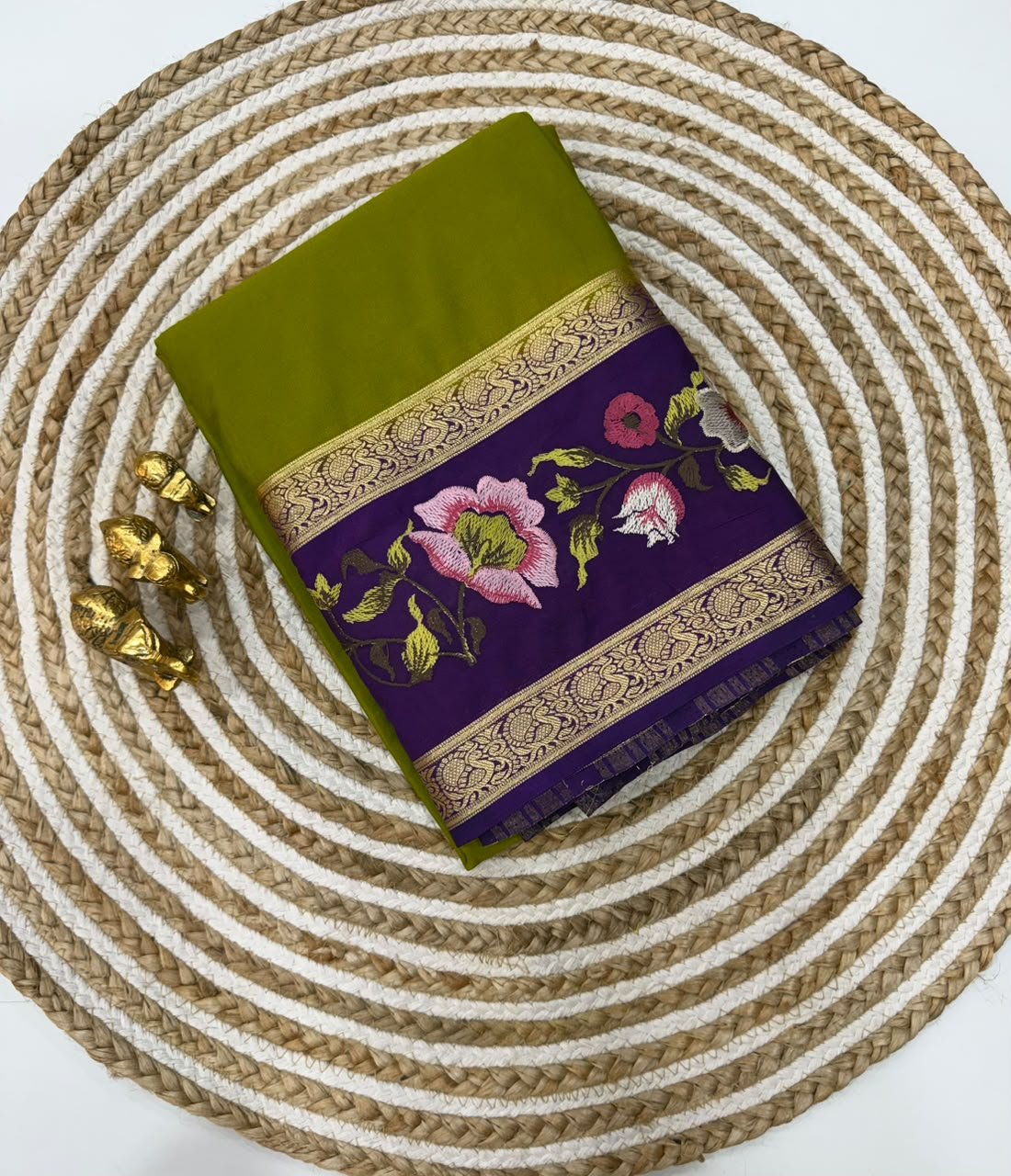 Premium Mysore Silk Saree with embroidery work | VKSH0477f