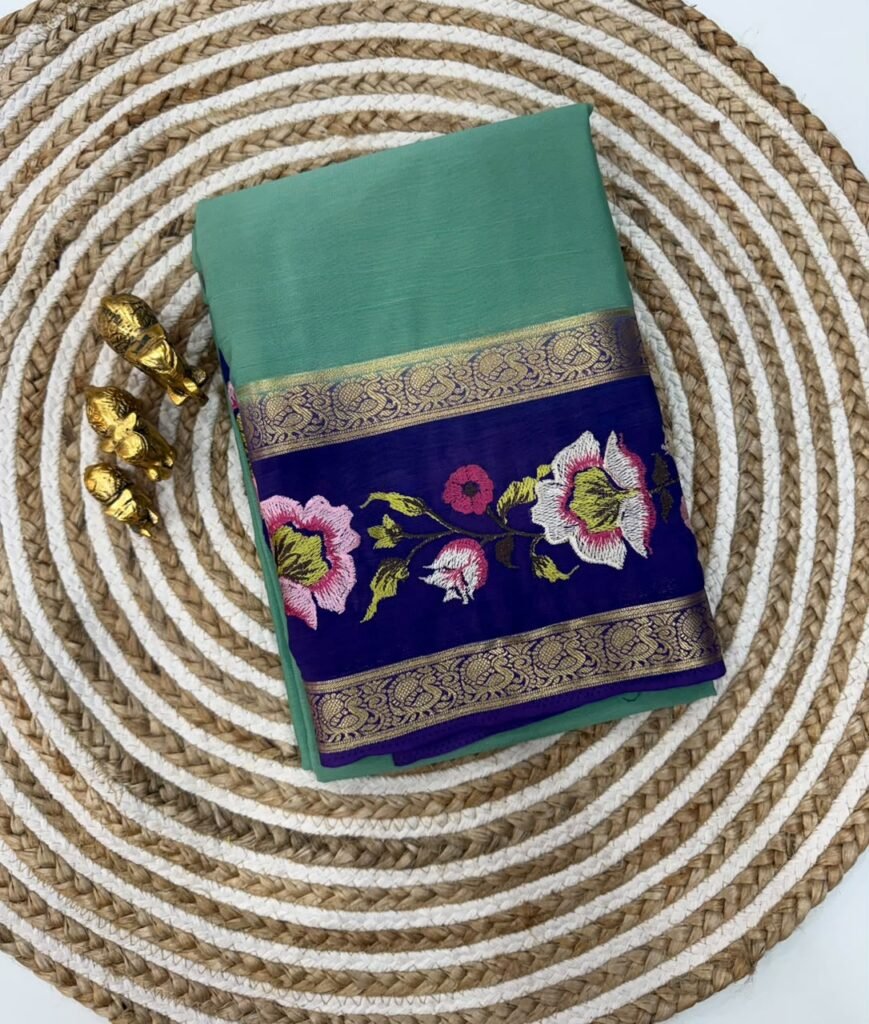 Premium Mysore Silk Saree with embroidery work | VKSH0477b