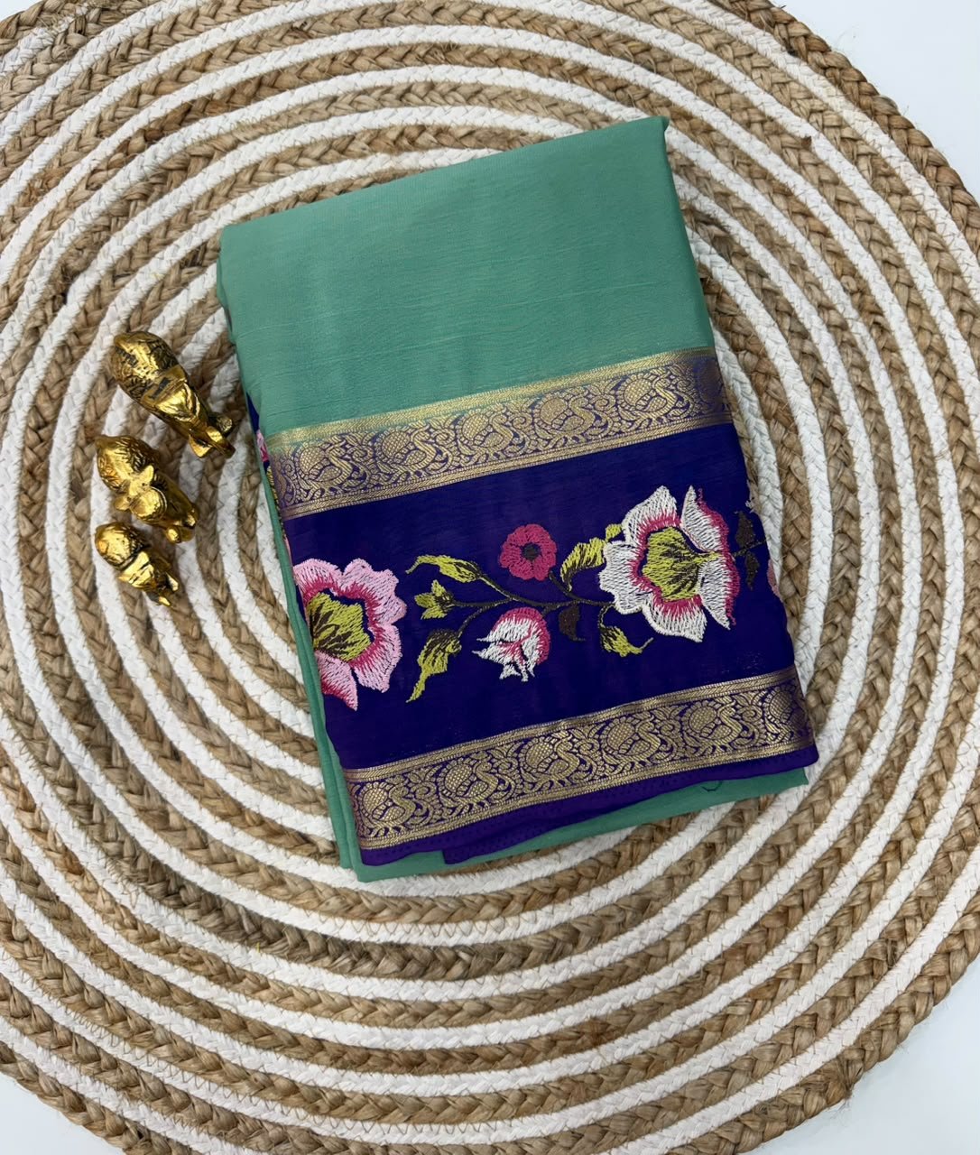 Premium Mysore Silk Saree with embroidery work | VKSH0477b