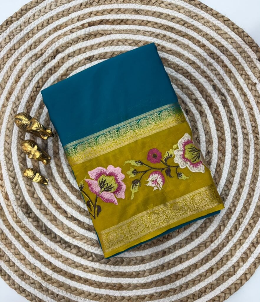 Premium Mysore Silk Saree with embroidery work | VKSH0477e